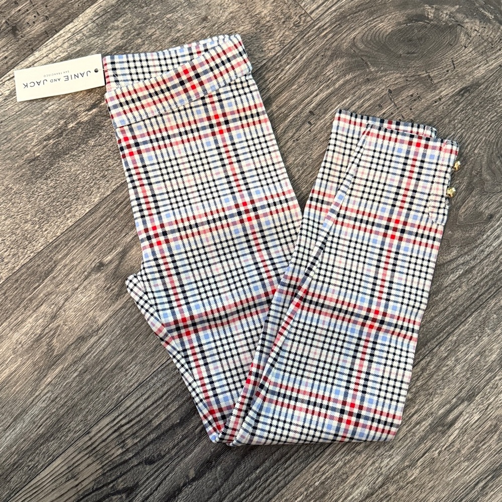 Janie and Jack size 4 girls button cuff Ponte pants leggings new window pane